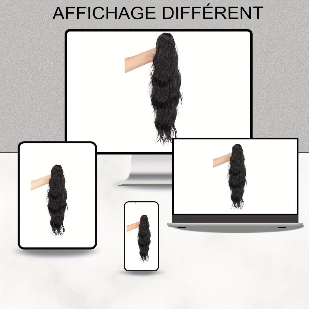 🎀 Perruque Ponytail Volume™ – Effet Boucles & Vagues d’Eau Instantané