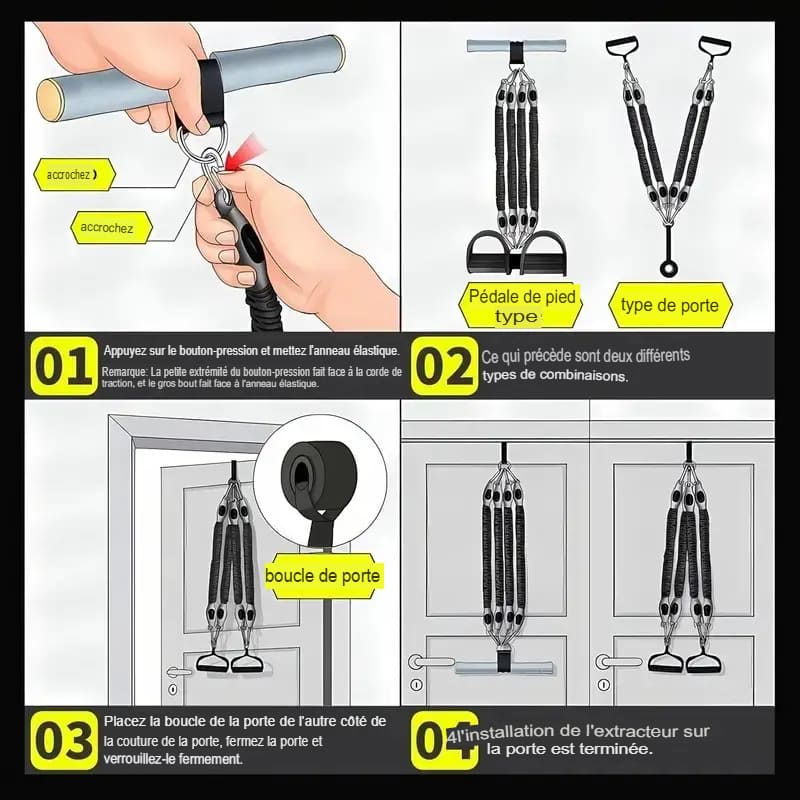 🏋️♀️ 1 Set - Bande Élastique Multifonction avec Poignée Pieds