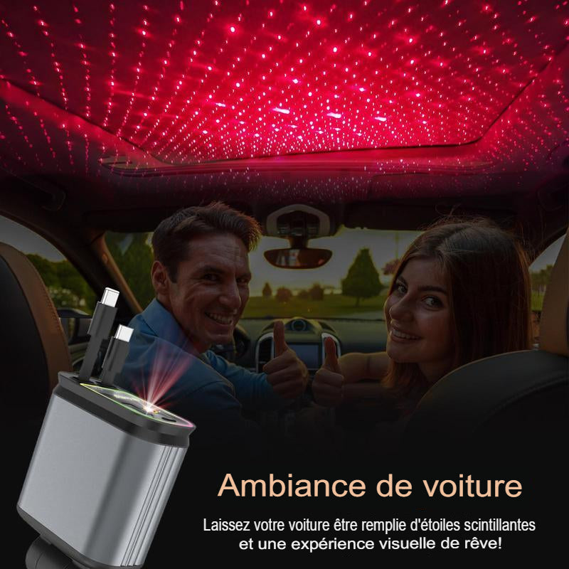 🚗 Chargeur de Voiture 4 en 1 avec Projecteur LED