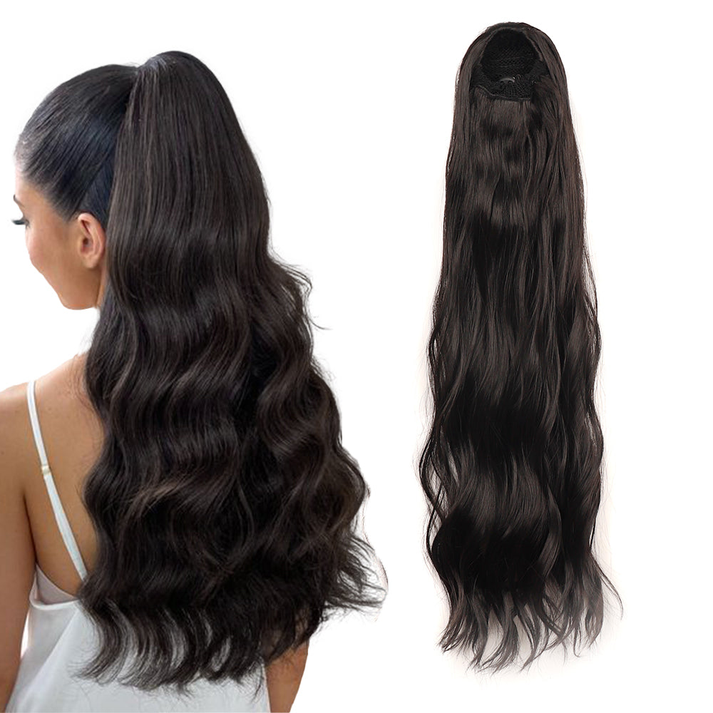 🎀 Perruque Ponytail Volume™ – Effet Boucles & Vagues d’Eau Instantané