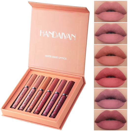 💋 HANDAIYAN™ – Coffret Cadeau 6 Rouges à Lèvres Liquides Longue Durée