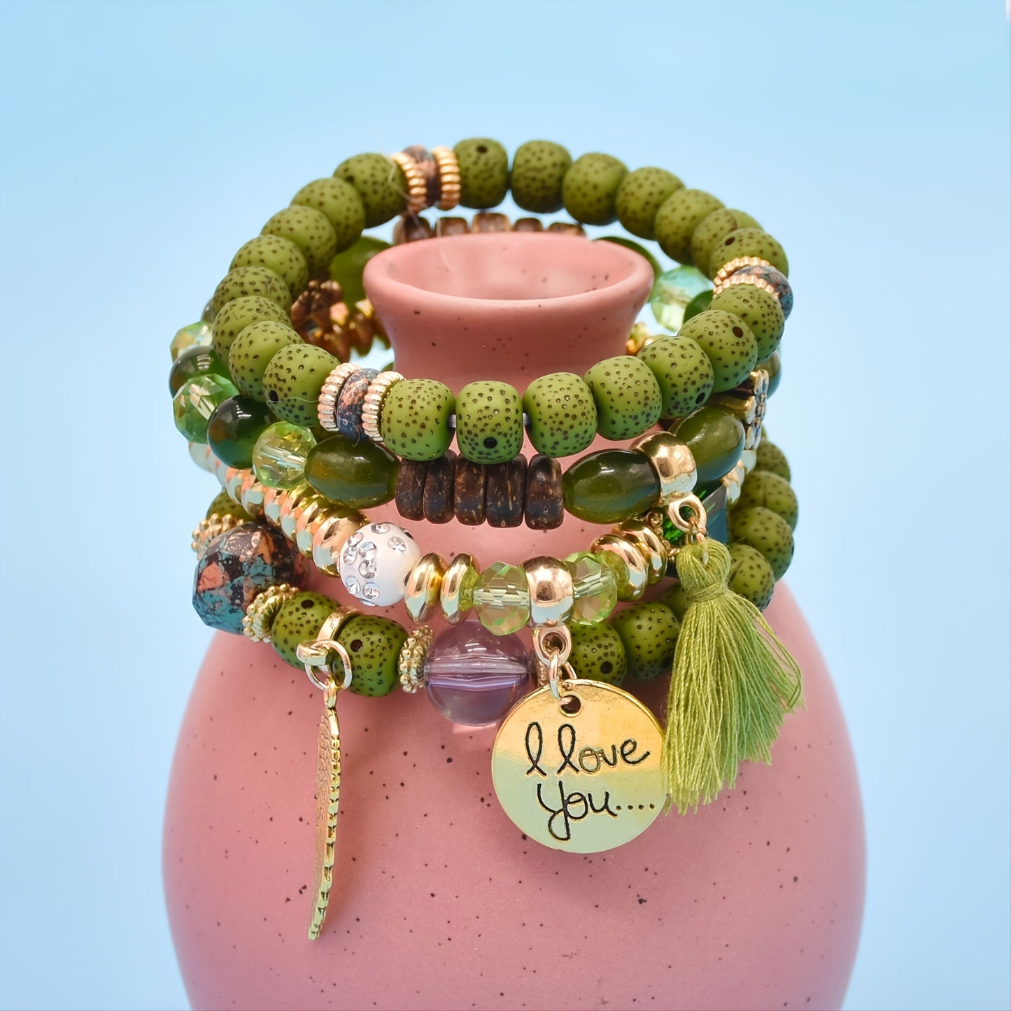 💫 "Cadeau Parfait – Bracelets Tendances avec Pendentif I Love You ✨"