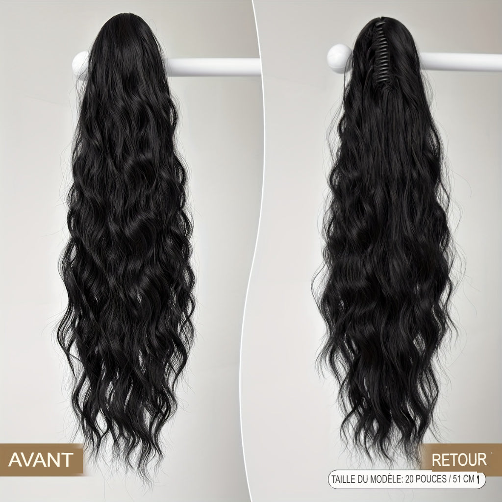 🎀 Perruque Ponytail Volume™ – Effet Boucles & Vagues d’Eau Instantané