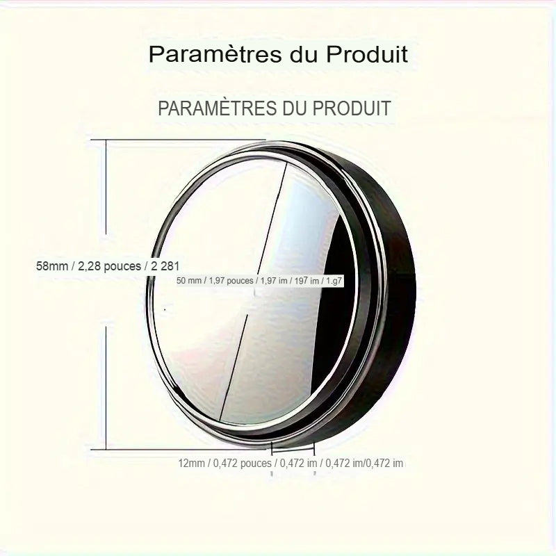 🚗Lot de 2 Miroirs Angle Mort 360°
