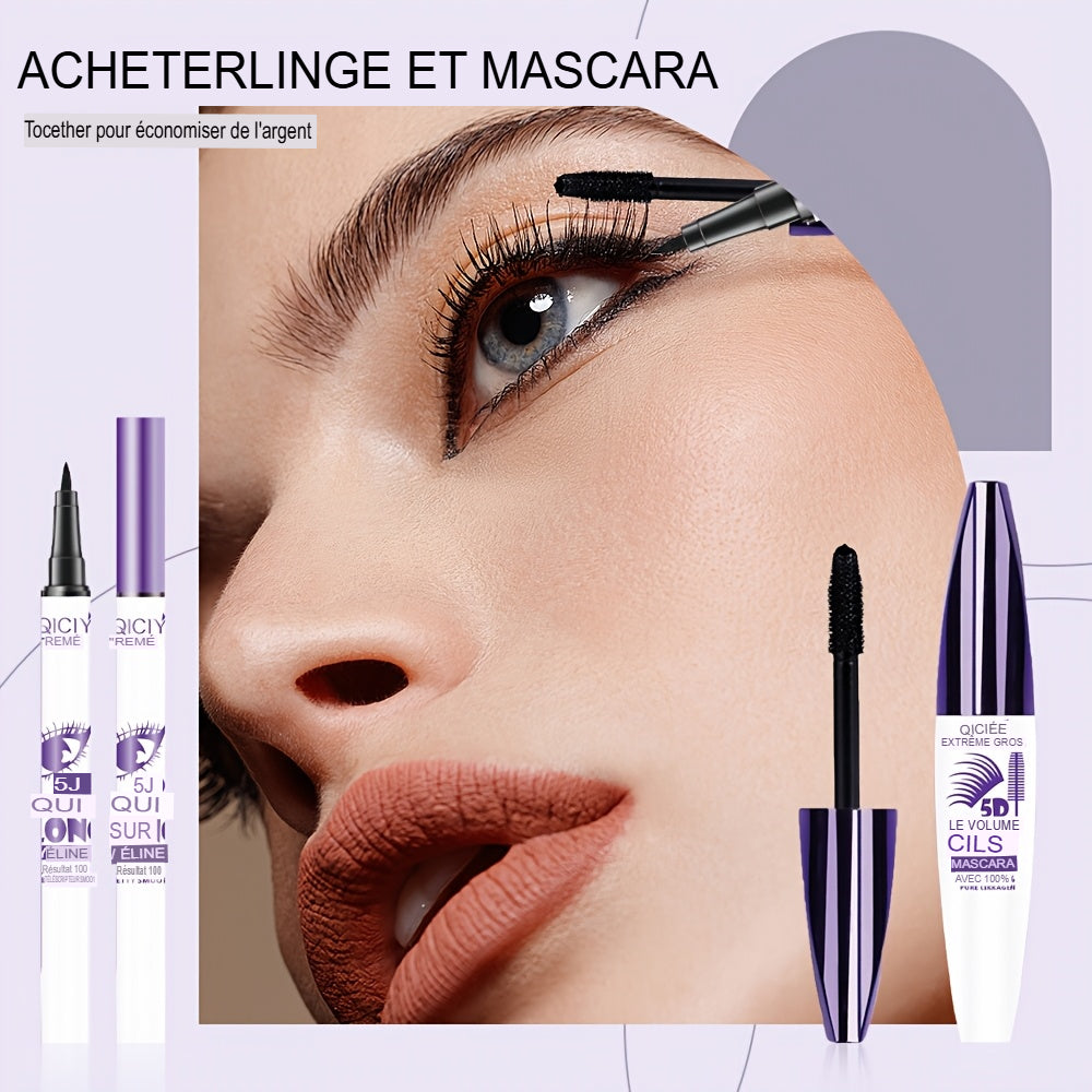 💄 Mascara + Eyeliner 2-en-1 5D – Regard Intense et Volume Extrême