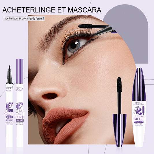 💄 Mascara + Eyeliner 2-en-1 5D – Regard Intense et Volume Extrême